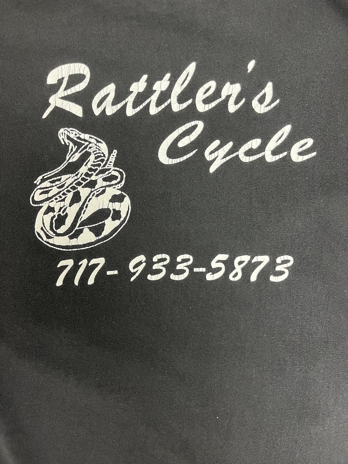 Protect Our American Traditions Rattler's Cycle Graphic Tee | Size X-Large | Vintage 2000s Biker Black T-Shirt |