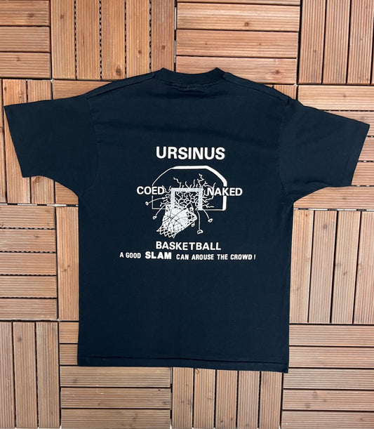 Ursinus Co-Ed Naked Basketball Graphic Tee | Size X-Large | Vintage 1990s Single Stitch Funny Black T-Shirt |