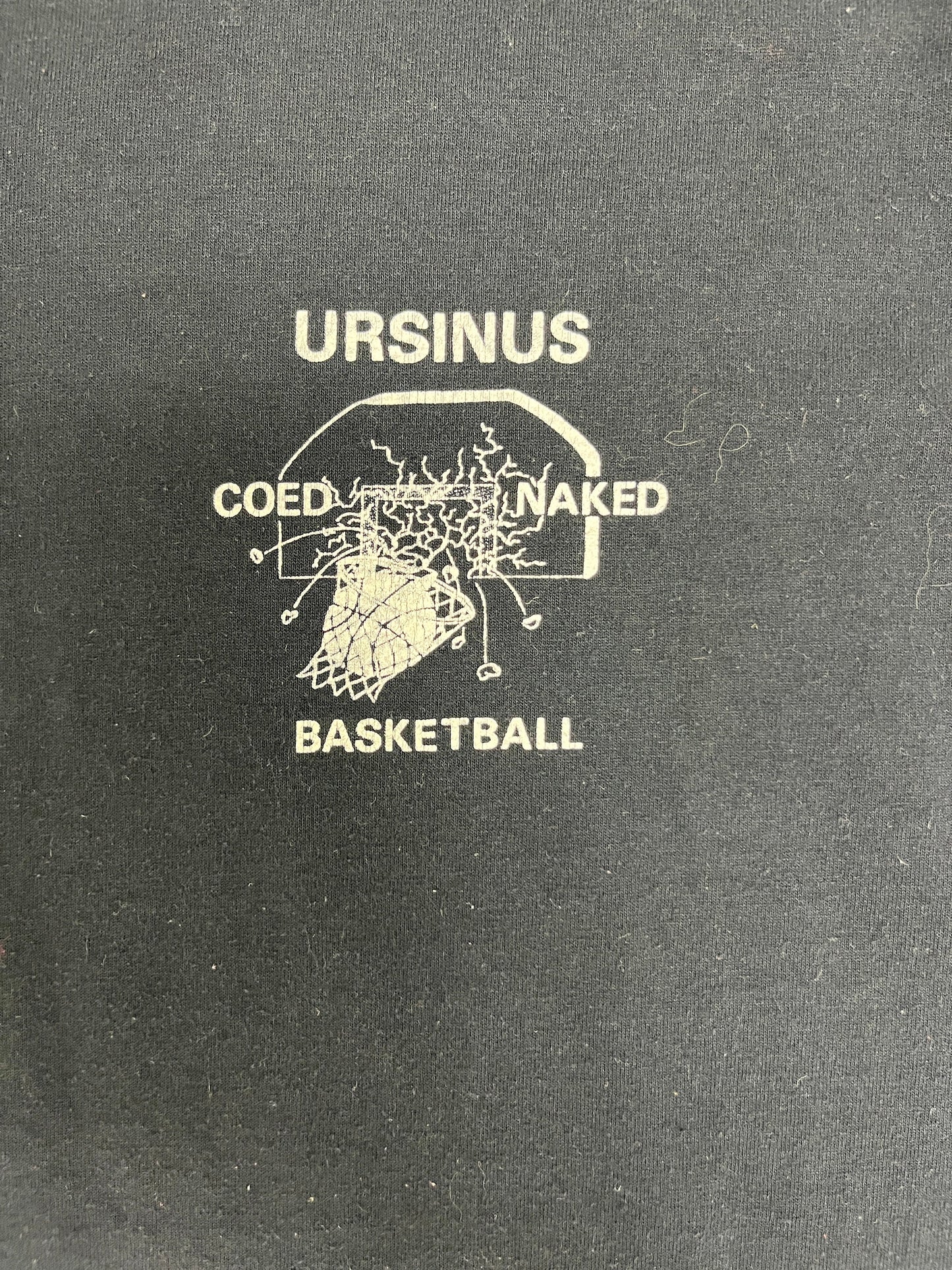 Ursinus Co-Ed Naked Basketball Graphic Tee | Size X-Large | Vintage 1990s Single Stitch Funny Black T-Shirt |