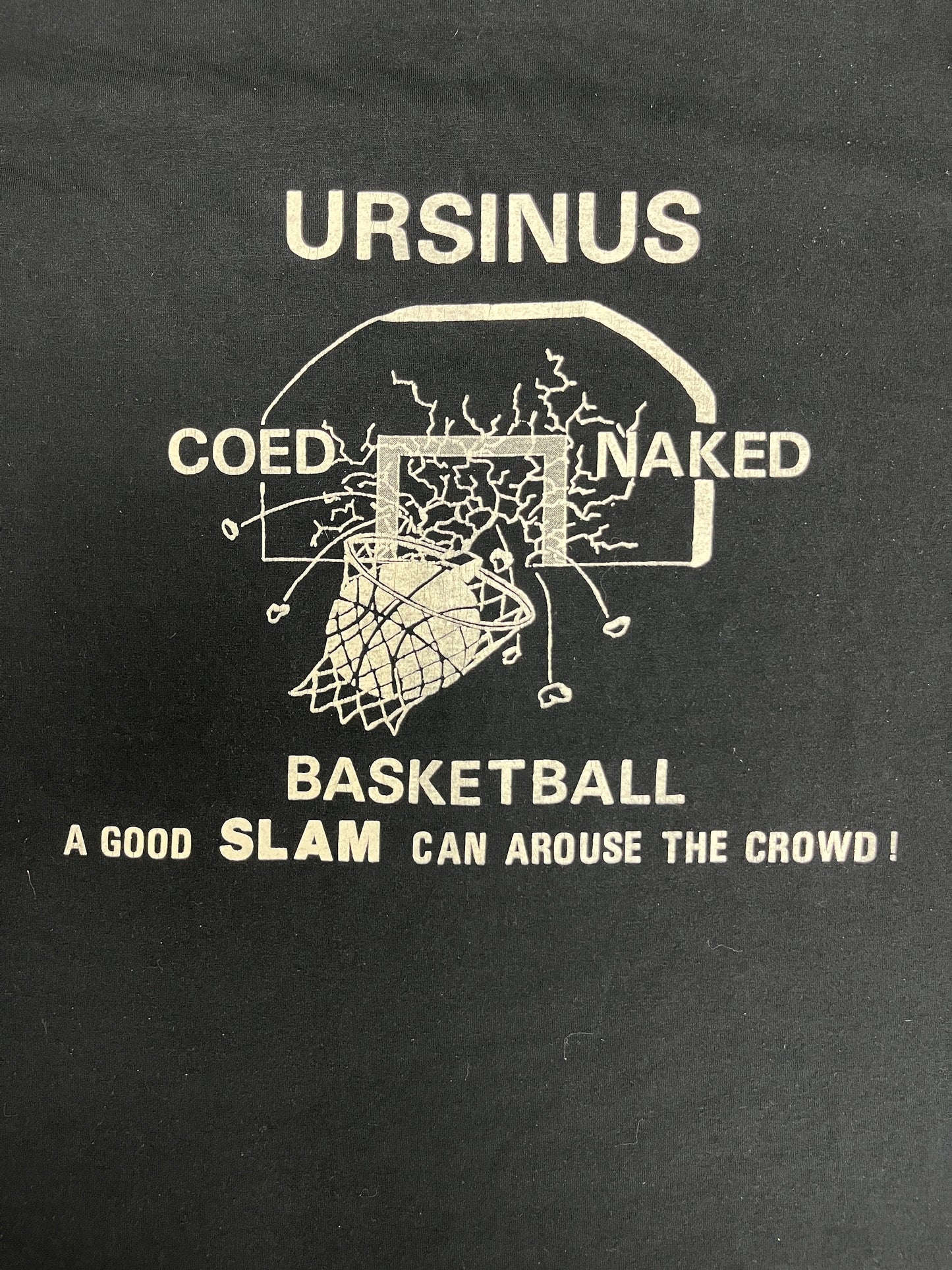 Ursinus Co-Ed Naked Basketball Graphic Tee | Size X-Large | Vintage 1990s Single Stitch Funny Black T-Shirt |