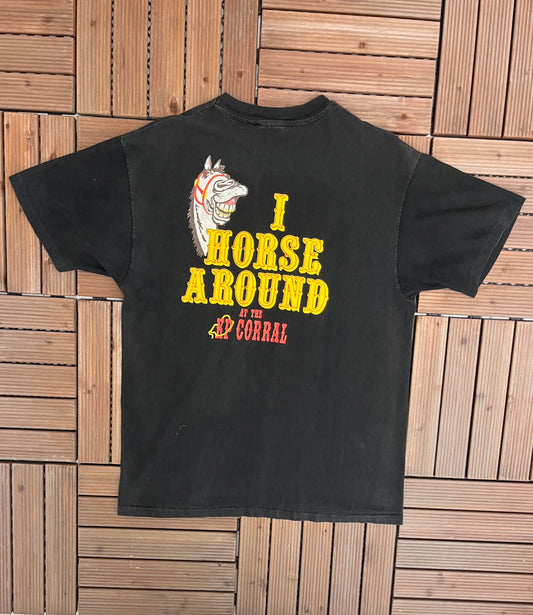 I Horse Around At KP Corral Graphic Tee | Size Large | Vintage 1990s Promotional Black T-Shirt | Made in USA | Free Shipping to USA |