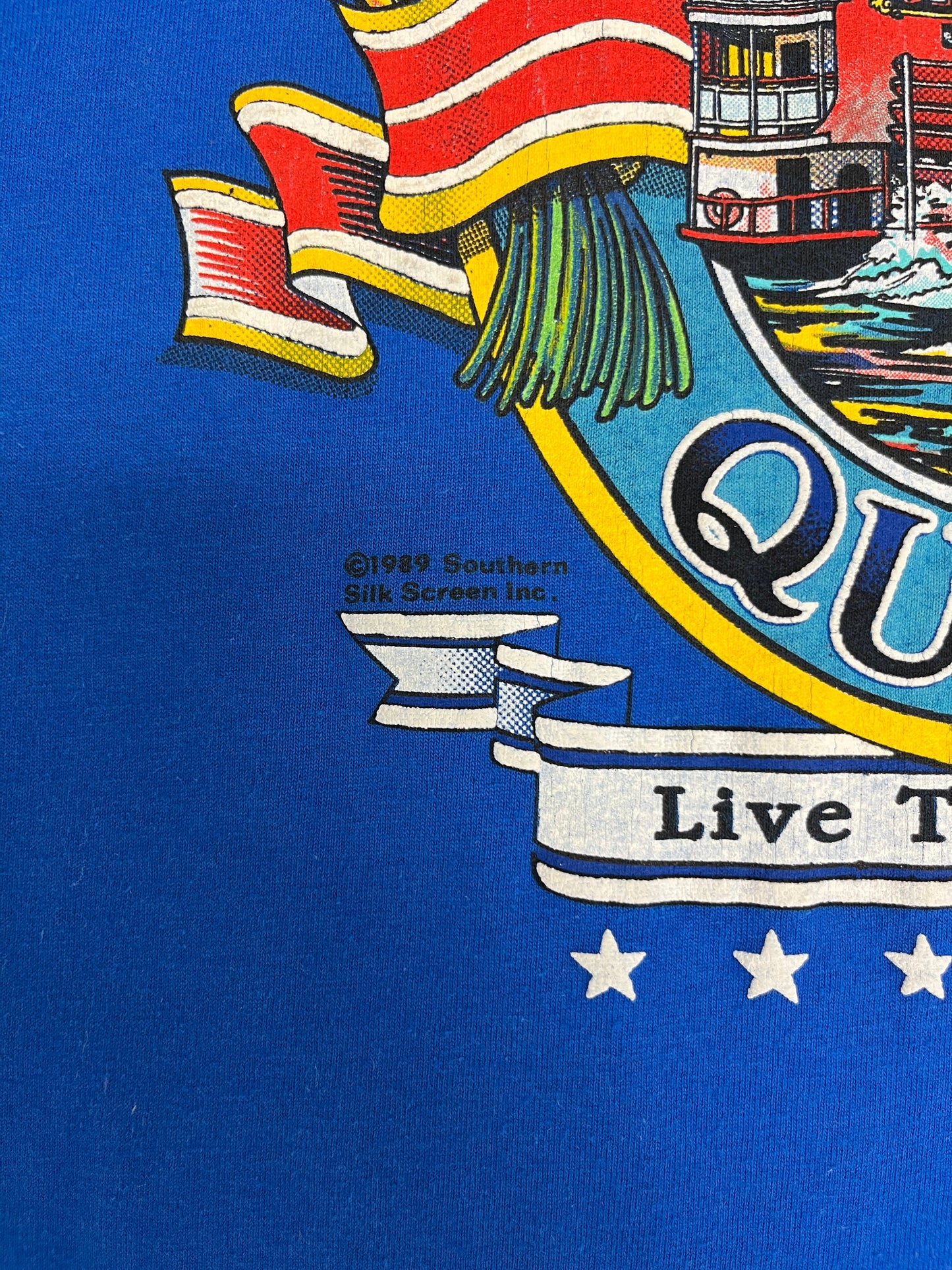 The Delta Queen Steamboat Graphic Tee | Size Large | Vintage 1980s Blue Single Stitch Promotional T-Shirt |