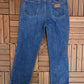 Wrangler Cowboy Cut Slim Fit Rigid Blue Jeans | Size 38 x 32 | Vintage 1990s Wrangler Branded Blue Jeans | Made in USA|Free Shipping to USA|