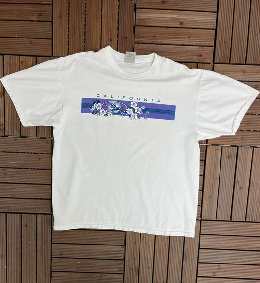 California Scenic Graphic Tee | Size Large | Vintage 1990s Tourist Promotional White T-Shirt | Free Shipping to USA |